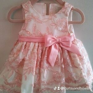 NWT Rare Editions Pink Lace baby girl dress
